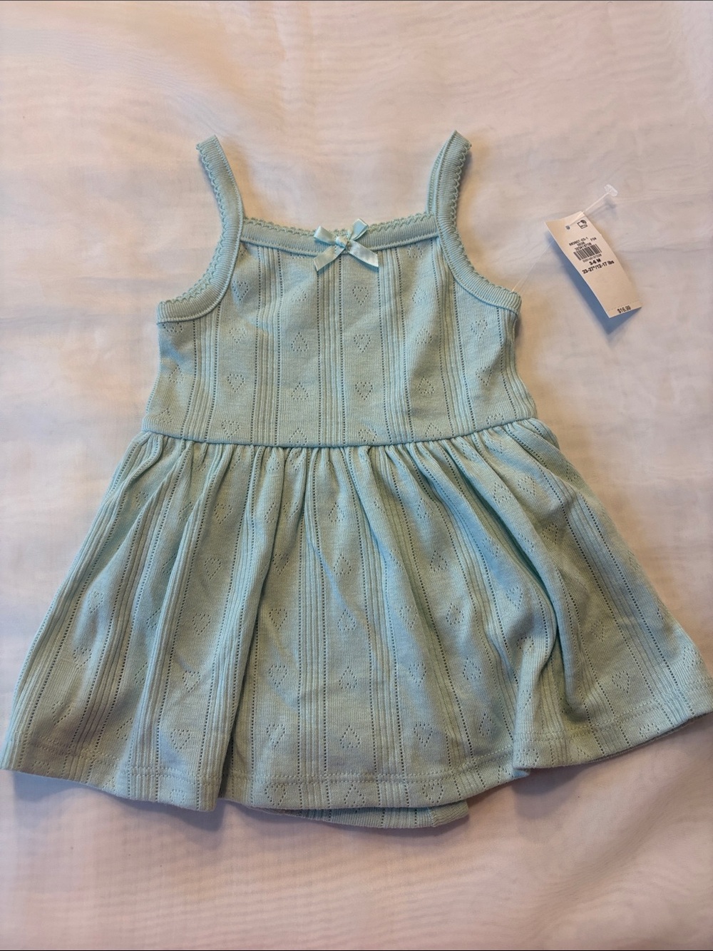 Old Navy Mint Blue Knit Heart-Pattern Sundress with Front Bow